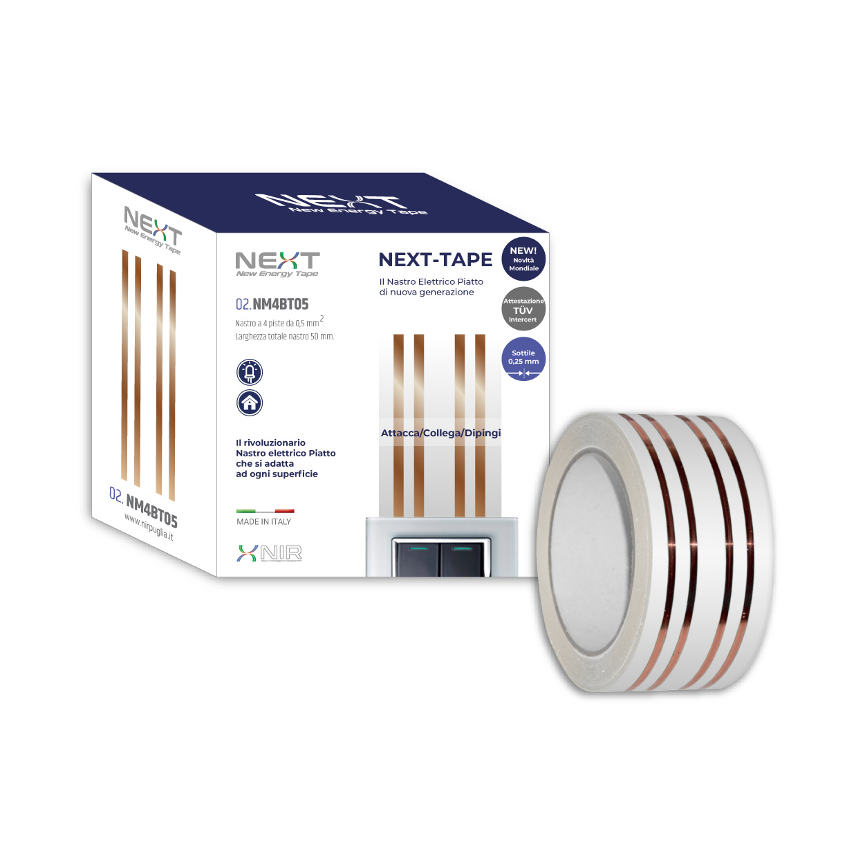 Nastro elettrico biadesivo 4 piste da 0,5 mm² – prezzo al metro – iva inclusa